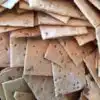 Close-up of crispy homemade crackers stacked together.